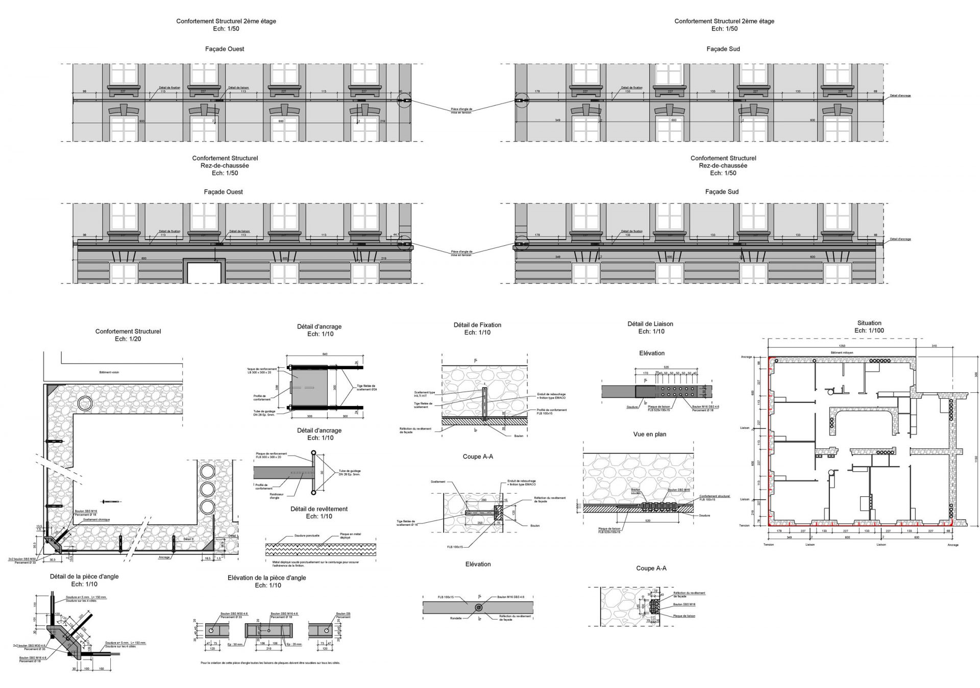 Plan structurel du rez-de-chaussée et deuxième étage